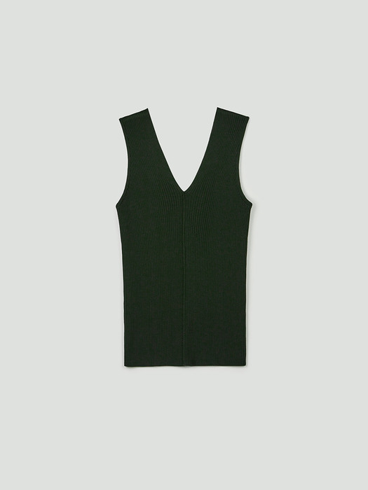 Ribbed silk-blend vest(Deep green)