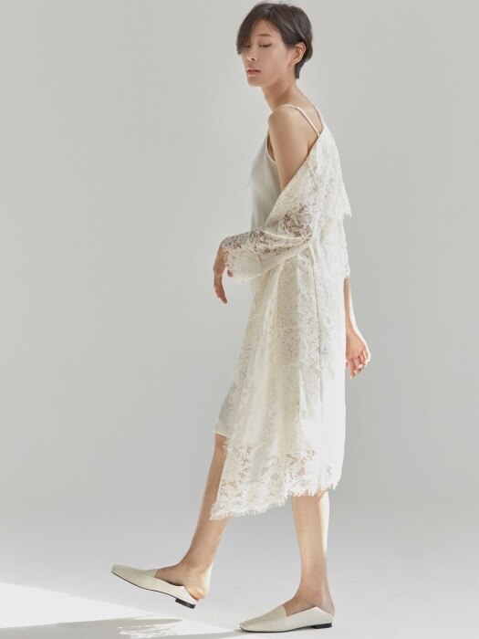 Lace Trench Long Jacket - Ivory