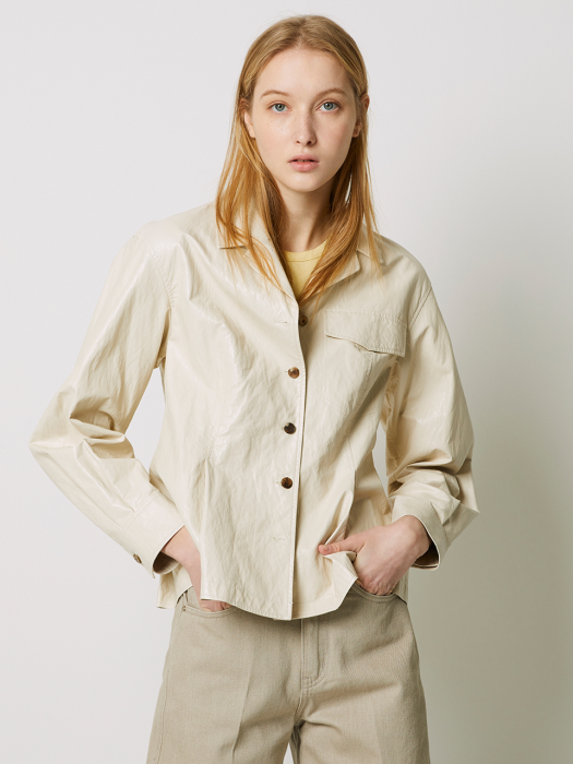 ECO-LEATHER JACKET SHIRT CREAM AEJU0E003CR