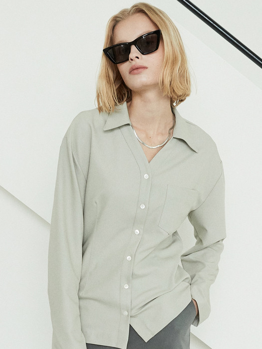 OU700 v neck line shirts (khaki beige)