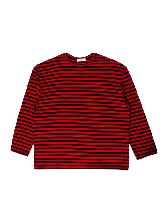 Men Stripe T-Shirt Red