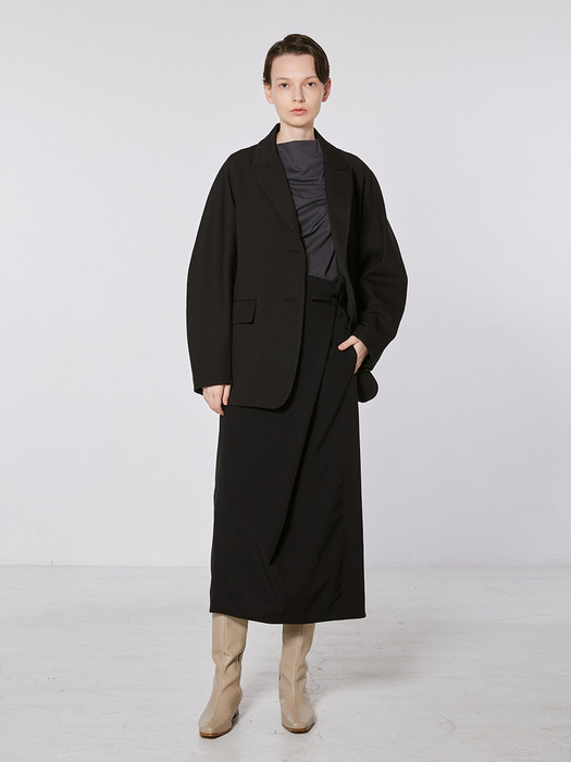 TOF STITCH LINE WOOL BLAZER BLACK