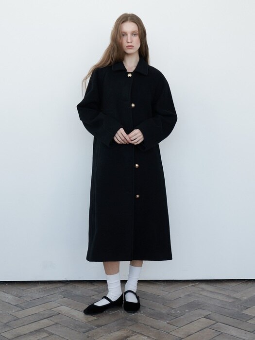 Oversized raglan coat-black
