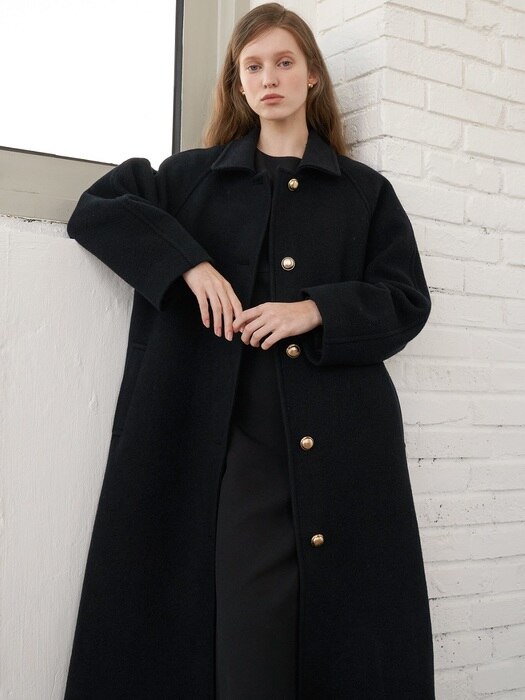 Oversized raglan coat-black
