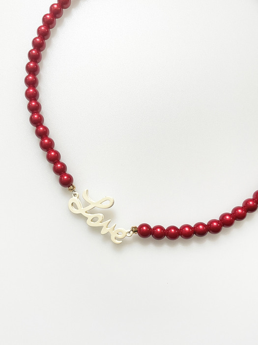Red Pearl Love Necklace