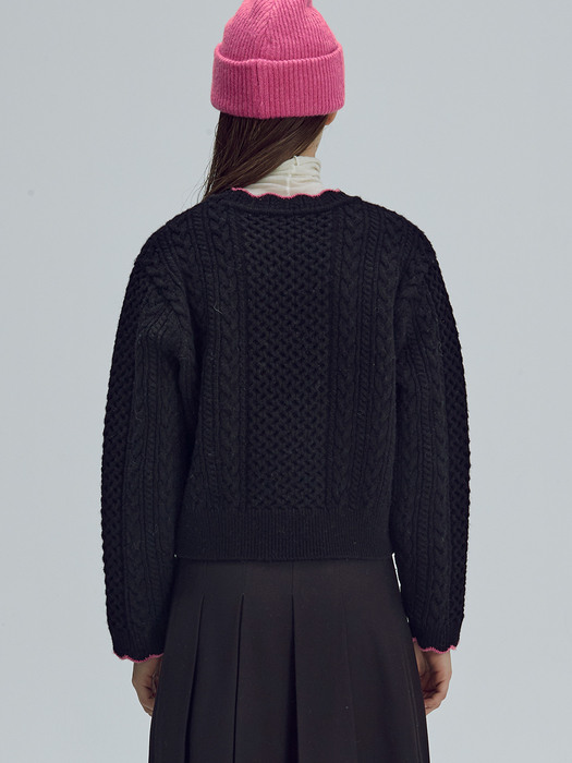 Wave cable round knit - Black