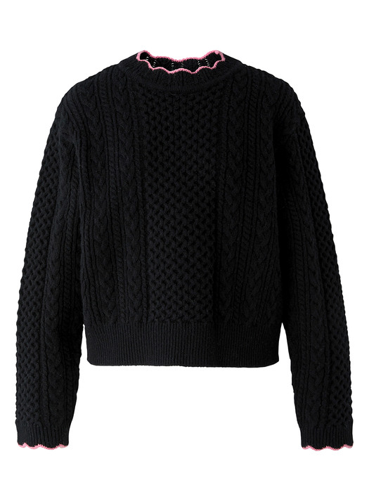 Wave cable round knit - Black