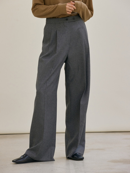Wool wide pants (charcoal grey)