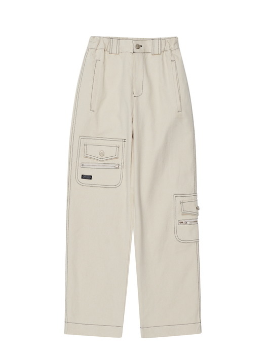 STITCH CARGO PANTS (CREAM)