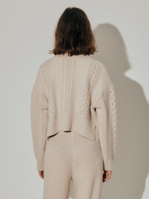 Lebery Cable Cardigan_Oyster