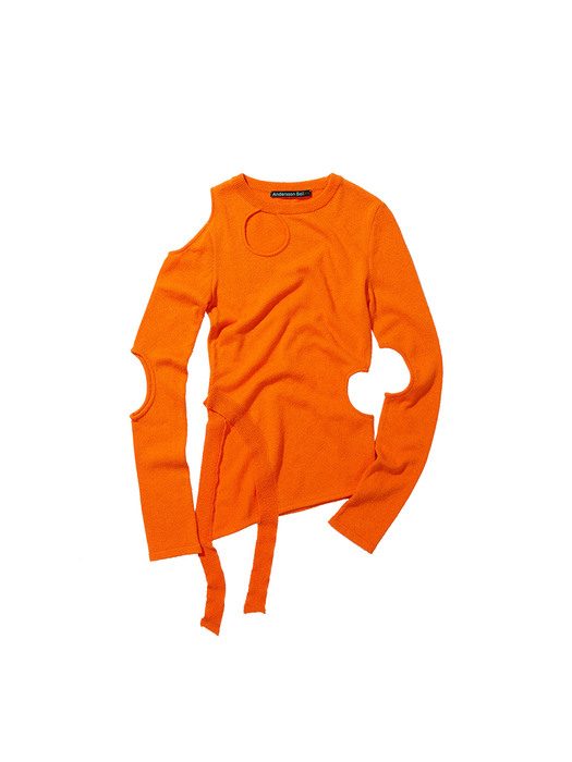 (WOMEN) BONNIE CUT-OUT KNIT TOP atb701w(ORANGE)