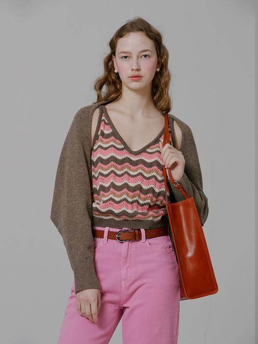 Molly Wavy Stripe Knit Vest_Pink