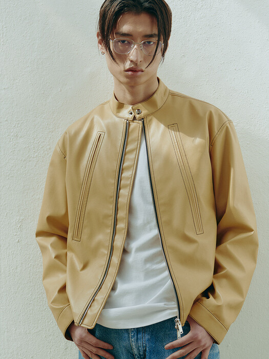 French Marigold Leather jacket-Yellow