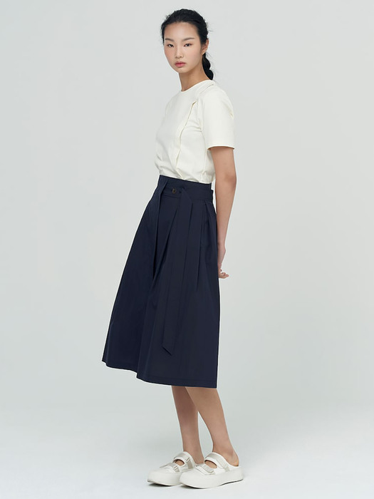 Belted Flair Skirt  Navy (KE2327M03R)