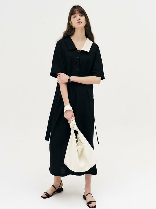  23 Summer_ Black Midi Polo Dress 