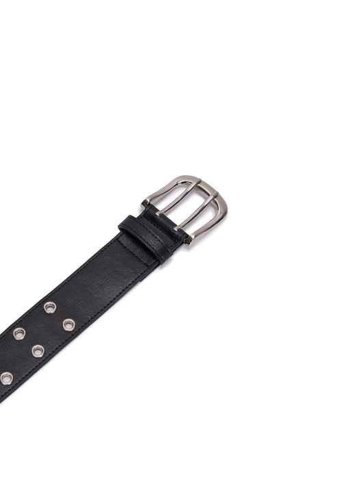 DOUBLE EYELET PUNCHED BELT IN BLACK