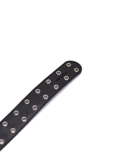 DOUBLE EYELET PUNCHED BELT IN BLACK