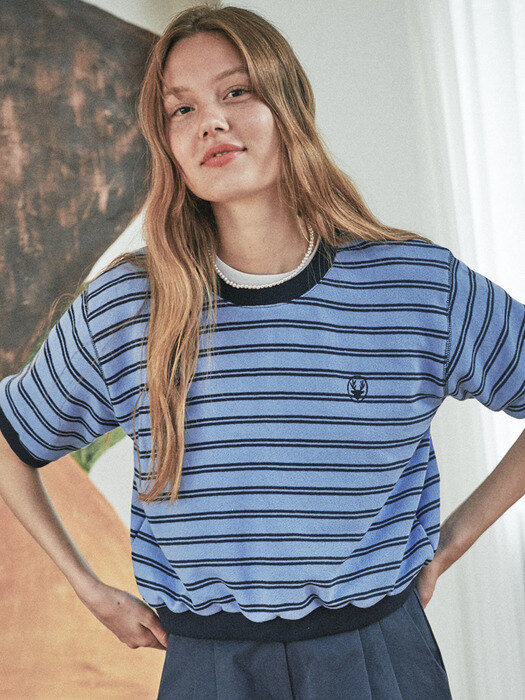Stripe sweatshirt_ Sky blue