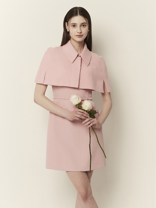 BETTY Shoulder pad sleeveless A-line dress (Pink)