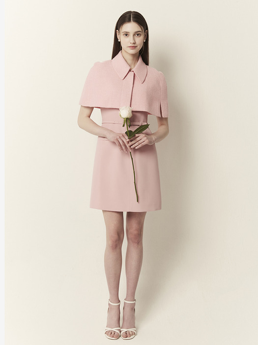 BETTY Shoulder pad sleeveless A-line dress (Pink)