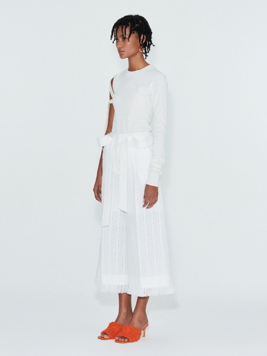 ASYMMETRY CUT-OUT LONG SLEEVE JERSEY TOP (OFF WHITE)
