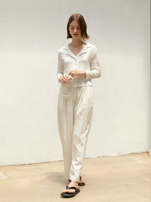 MIKA elastic band wasted summer wide pants_IVORY