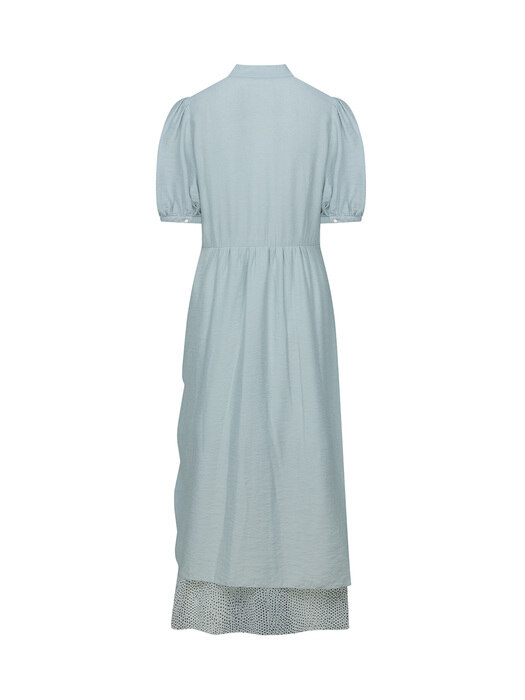 Mint Long Dress with Shirring Detail