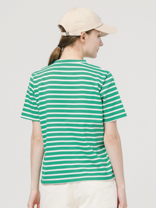 골프 마린 스트라이프 루즈핏 그린 반팔 티셔츠