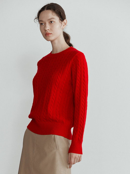CASHMERE CABLE KNIT (Red)