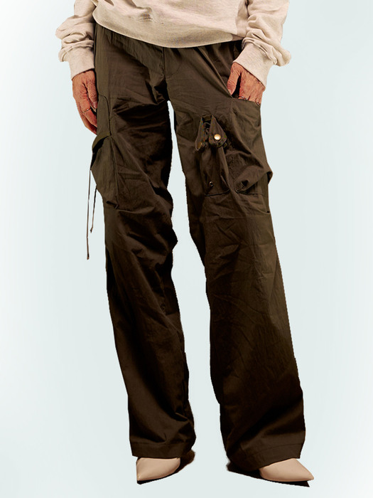 STRAP CARGO PANTS [UNISEX / KHAKI]