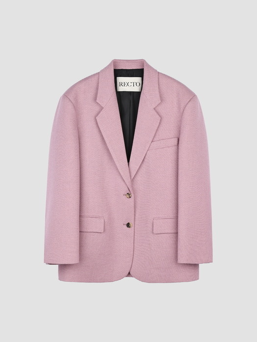 APPLIED TWILL SMOKE OVER-SIZE JACKET, PINK