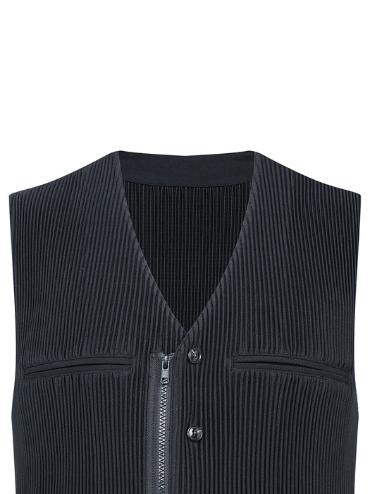 Pleated Suit Vest BLACK