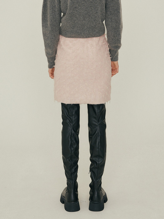 22FW_Two-way Zip-up Skirt (Pink Fur)