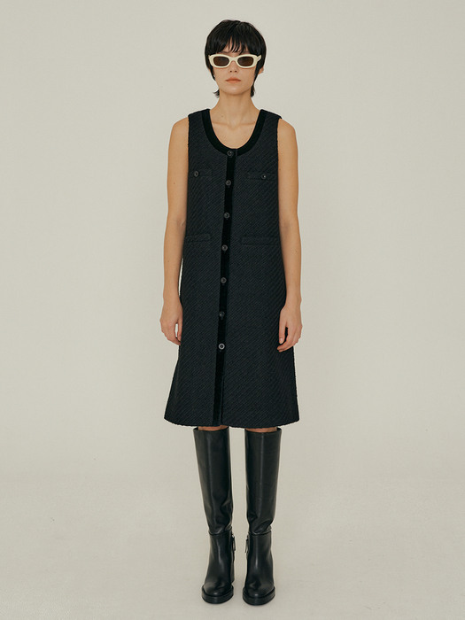 22FW_Classic Tweed Sleeveless Dress (Black)