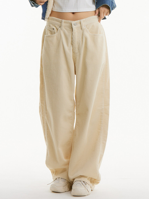 UP-369 와이드 코듀로이팬츠 베이지_WIDE CORDUROY PANTS BEIGE