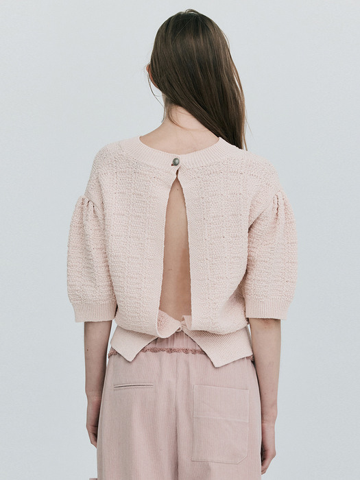 Back Open Knit Top_Pink
