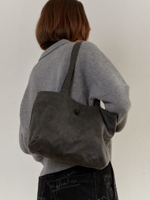 Suede shoulder bag_ Grey