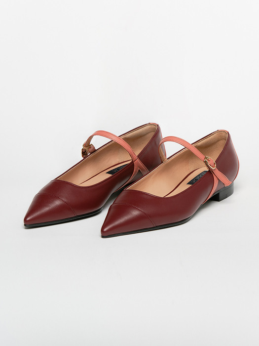 DIANE - Pointed Toe Mary Jane / Merlot Wine