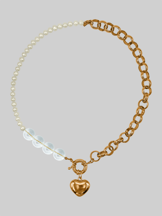 Antique Heart Pendant Pearl Necklace