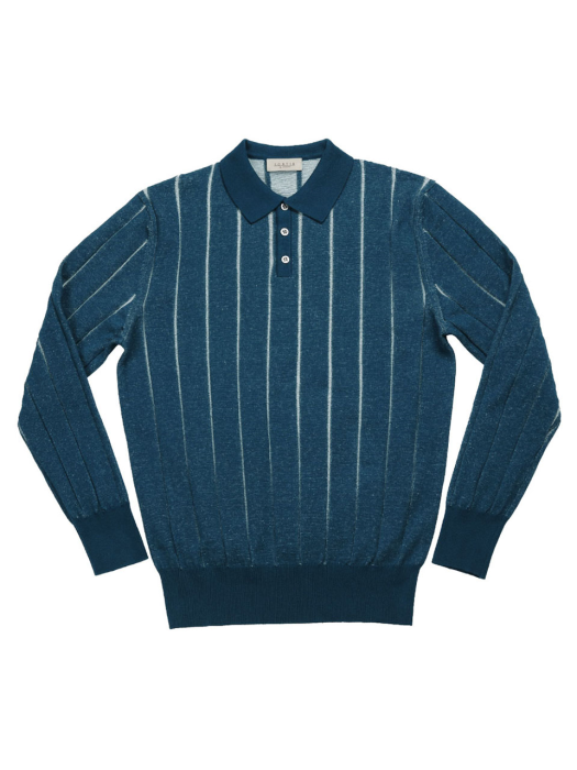 Reverse Combination Polo Knit (Blue)