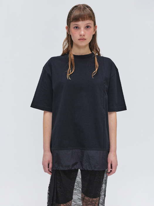 Wooven Layered Pocket T-shirt - Black