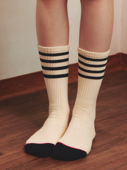 Weekend Socks Stripe Ivory