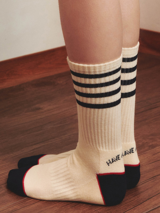 Weekend Socks Stripe Ivory