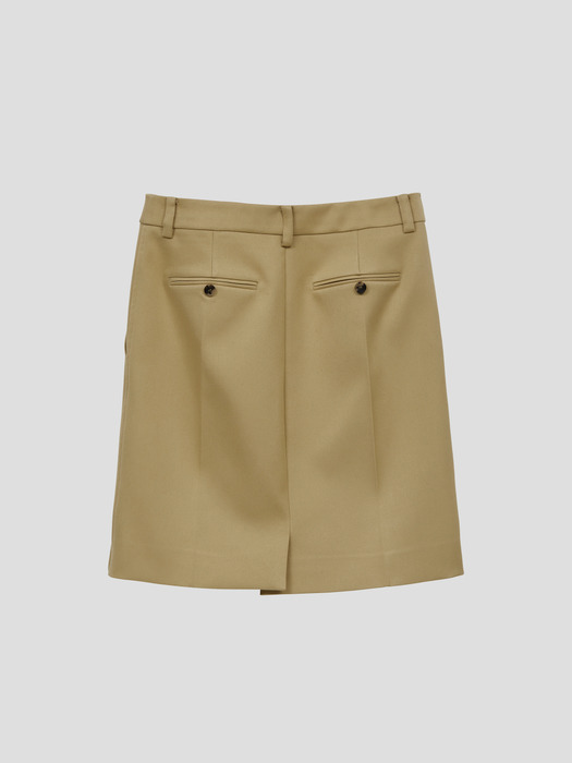 ROLL UP BUTTON DETAIL SKIRT (BUTTER BEIGE)