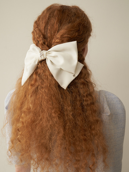 Matt Point Hair Ribbon-White