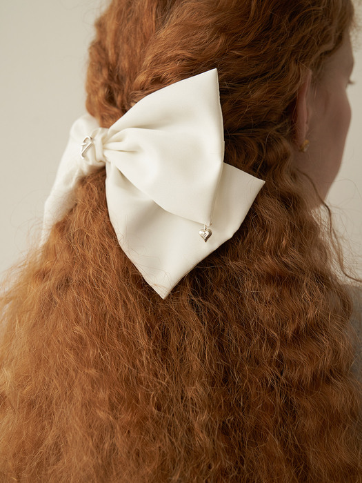 Matt Point Hair Ribbon-White