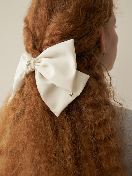 Matt Point Hair Ribbon-White