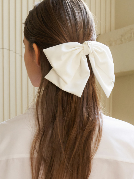 Matt Point Hair Ribbon-White