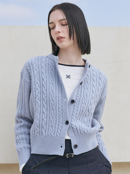 VIVID WOOL CABLE KNIT CARDIGAN [3COLORS]