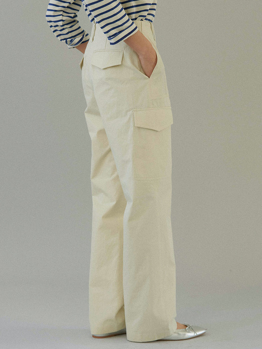 cotton cargo pants (cream beige)